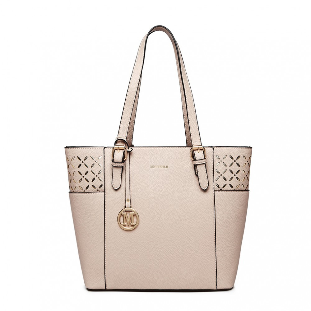 bezowa duza elegancka torebka shopper bag do pracy ivonne